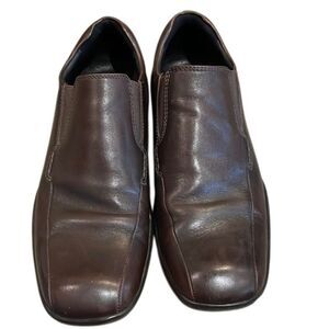 Kenneth Cole Brown Come Fly With Me Brown Leather Loafer Shoes Mens 10M Slip-on